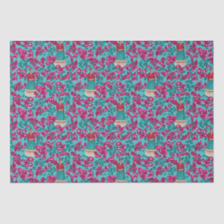 Papel De Seda Frida Kahlo em Pink Bougainvillea