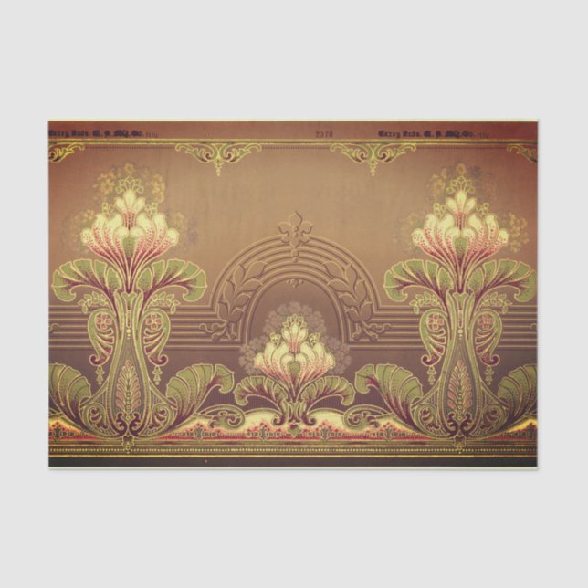 Papel De Seda Friso floral elegante do Victorian (Frente )