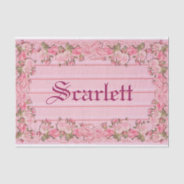 Papel De Seda Fronteira Floral Rosa Vintage Em Madeira Personali