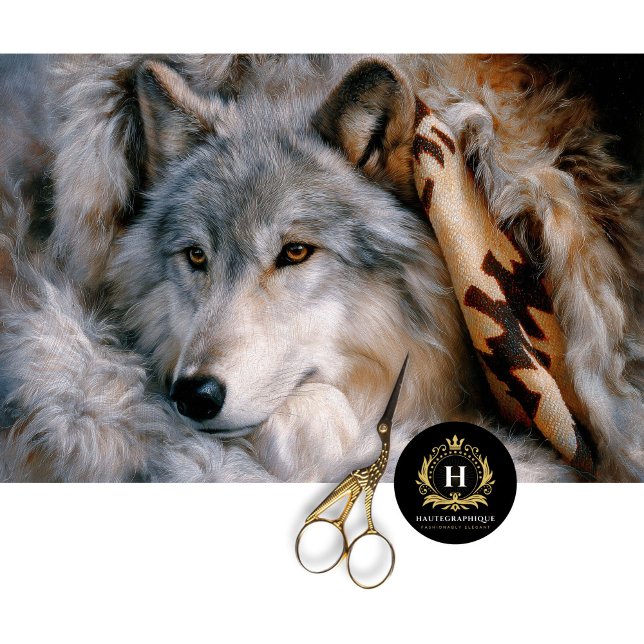 Papel De Seda Frosted Lodge Grey Wolf Portrait (Criador carregado)