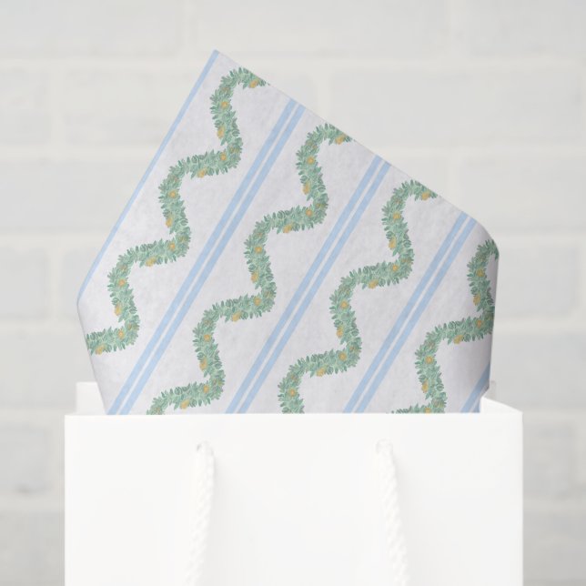 Papel De Seda Fruta Arco Azul de Aquarela Natal Garland (Sacola de presentes)