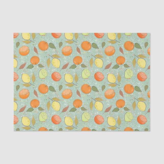 Papel De Seda Fruta com limões, laranjas (Frente )