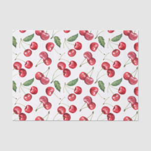 Papel De Seda Fruta de Cereja Vermelha de Aquarela