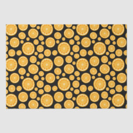 Papel De Seda Fruta de Citrus com Fatia Laranja Preto