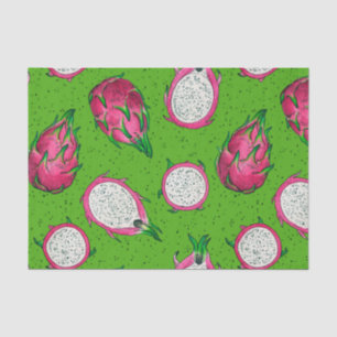 Papel De Seda Fruta de dragão vermelho em verde
