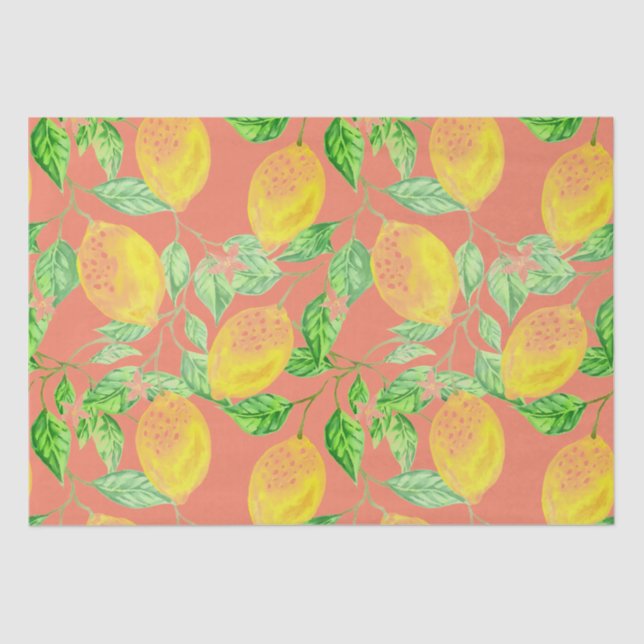 Papel De Seda Fruta de limão amarela e cor-de-rosa (Frente )