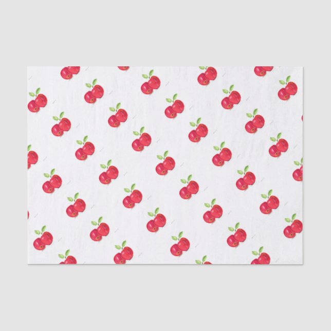 Papel De Seda Fruta de maçãs vermelhas Professora Comida de padr (Frente )