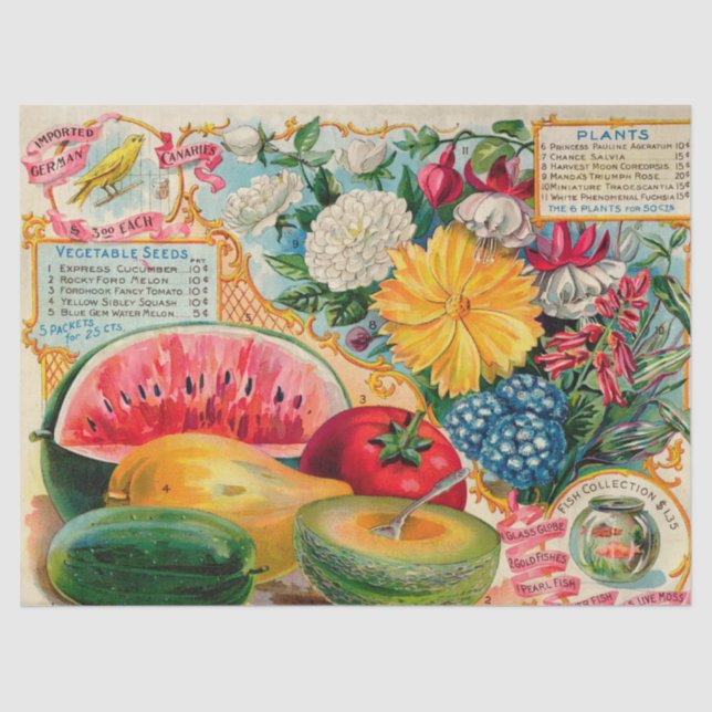 Papel De Seda Fruta e flores de vedação  (Frente )