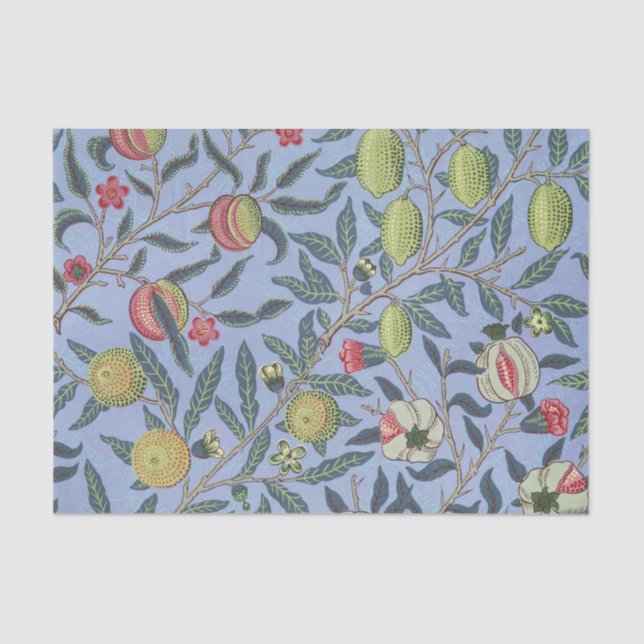Papel De Seda Fruta William Morris Pomegranate Ornamento Azul (Frente )