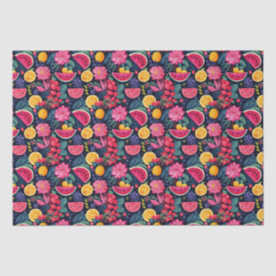 Papel De Seda Frutas e flores tropicais