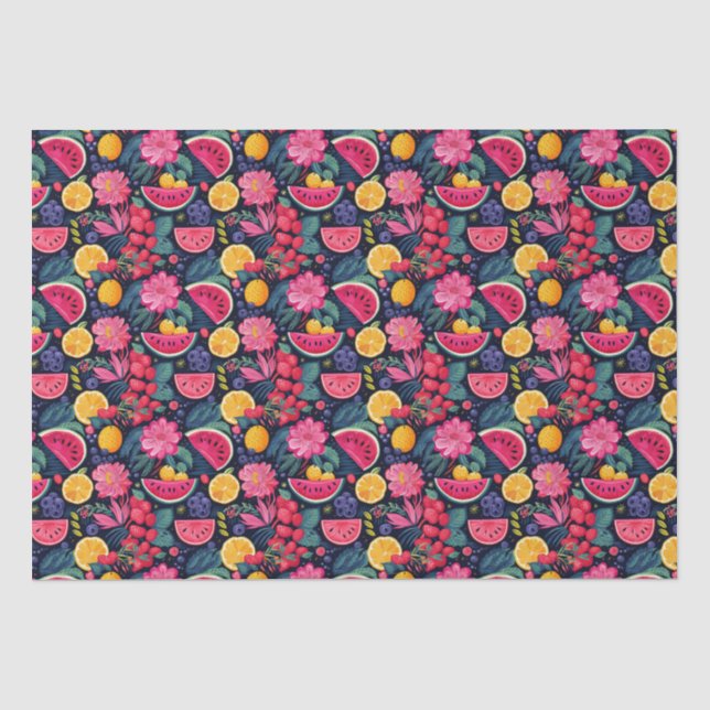 Papel De Seda Frutas e flores tropicais (Frente )
