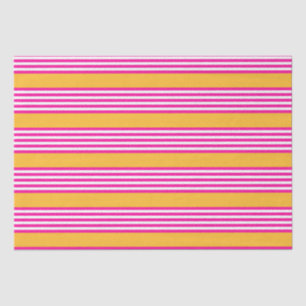 Papel De Seda Fuchsia e padrão amarelo de cinco faixas