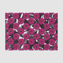 Papel De Seda Fuchsia Pink Gerbera Daisy Black/White Swirl Girly