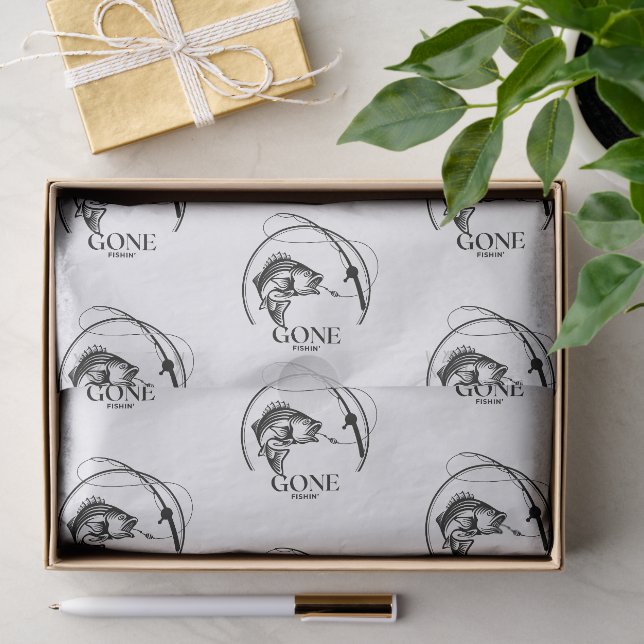 Papel De Seda Fui Pescar | Preto e Branco  (Presente)