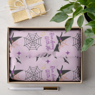 Papel De Seda "Fuja Comigo" Bruxa de Halloween e Bat