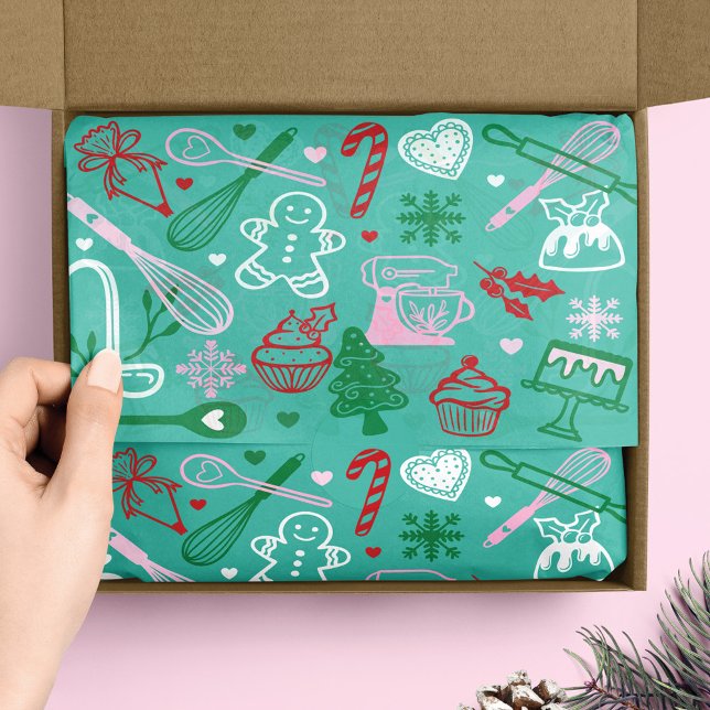 Papel De Seda Fun Colorful Baking & Cooking Utensil Christmas (Fun Colorful Baking & Cooking Utensil Christmas Tissue Paper)