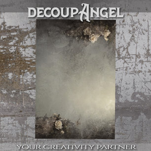 Papel De Seda Fundo Chic Gótico com Dissociação de Rosas Brancas