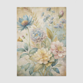 Papel De Seda Fundo de Flores Botânicas Pastel em Estilo Vintage