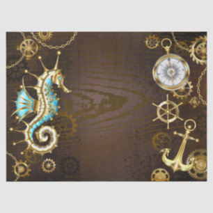 Papel De Seda Fundo de madeira com cavalo de mar mecânico