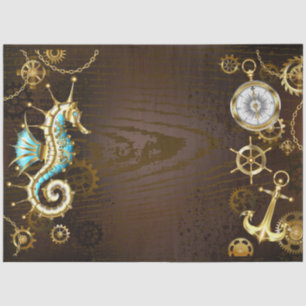 Papel De Seda Fundo de madeira com cavalo de mar mecânico