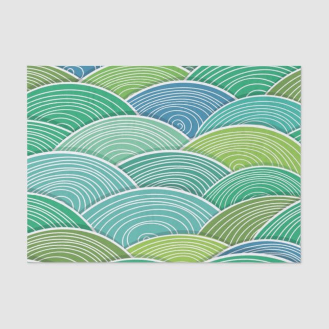 Papel De Seda Fundo de ondas verdes abstratas onduladas (Frente )