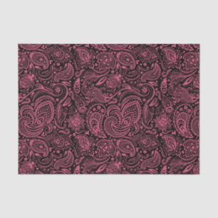 Papel De Seda Fundo de Paisley Floral Rosa Elegante Preto