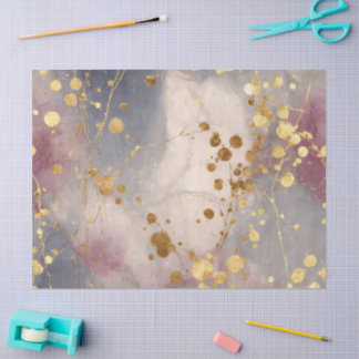 Papel De Seda Fundo de respingo de tinta dourada rosa