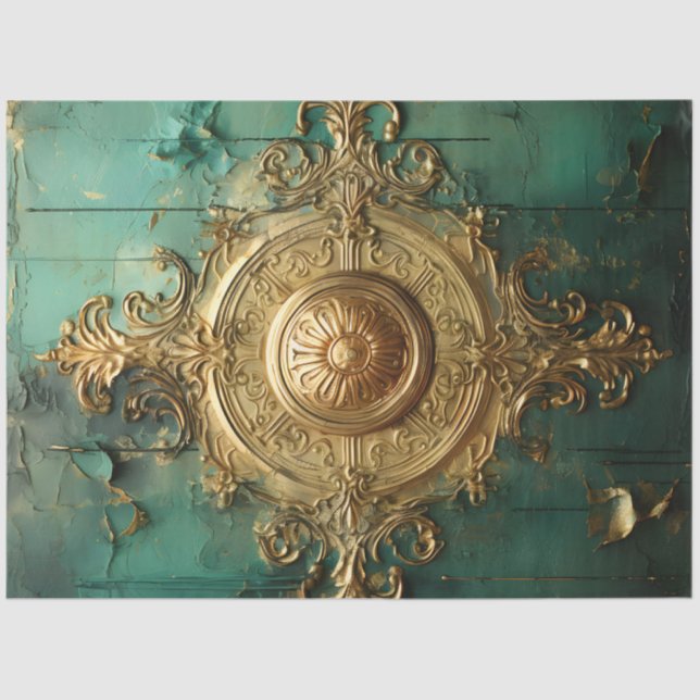 Papel De Seda Fundo de turquesa de retro faux (Frente )