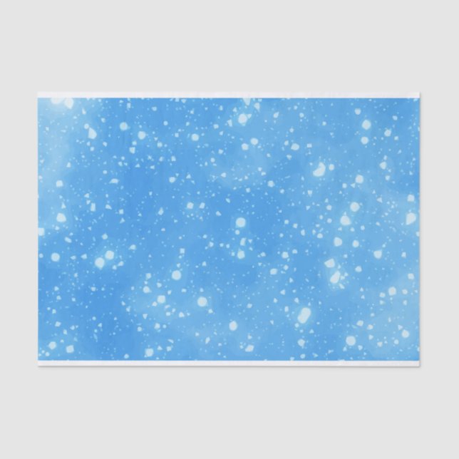 Papel De Seda Fundo do Céu Abstrato Azul com Floco de Neve Branc (Frente )