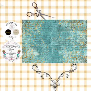 Papel De Seda Fundo Falso Texturizado Azul-Verde Dourado Decoupa