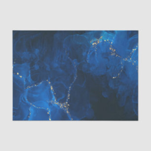 Papel De Seda Fundo Texturizado Azul Escuro com Brilho Dourado F