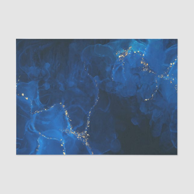 Papel De Seda Fundo Texturizado Azul Escuro com Brilho Dourado F (Frente )