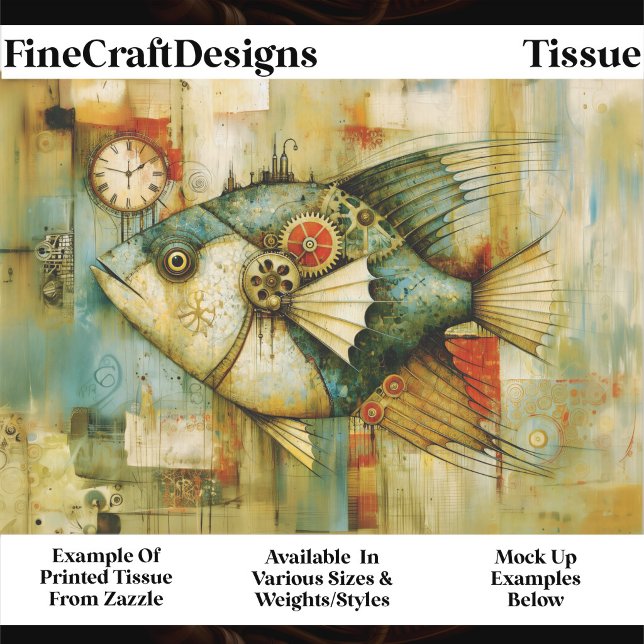 Papel De Seda Funky Fish Steampunk Mecânico FM2L Decoupage (Criador carregado)