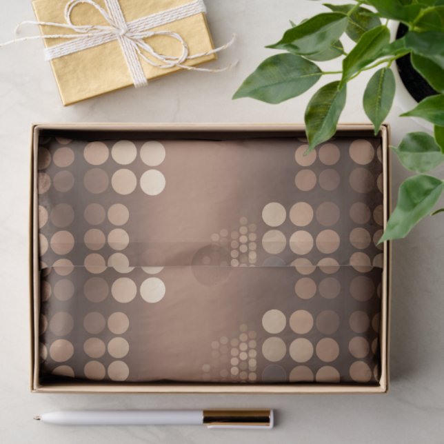Papel De Seda Funky Mocha Latte Bokeh Dots (Presente)