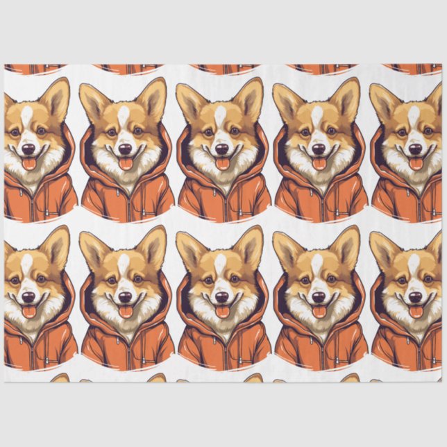 Papel De Seda Funny Corgi Vestindo Hoodie (Frente )