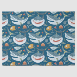 Papel De Seda Funny Happy Shark Blue Ocean Animal Standard