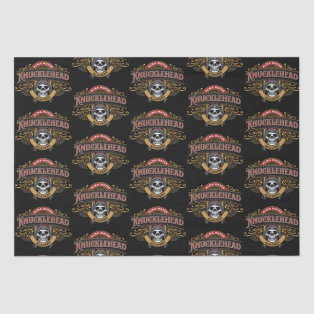 Papel De Seda Funny Vintage Knucklehead Academia Skull (Frente )