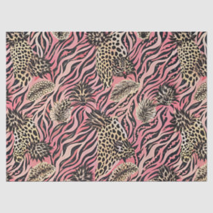 Papel De Seda Fusão de Impressão Animal Rosa - Padrão Sem Costur