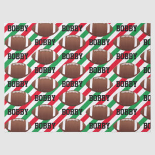 Papel De Seda Futebol de Natal Adicione Nome Strike Red & Green