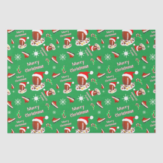 Papel De Seda Futebol de Natal Alegre Com Padrão de Lanche  (Frente )