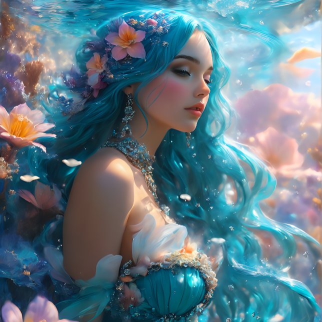 Papel De Seda Futuristic Icy Blue Mermaid decoupage Paper  (Criador carregado)