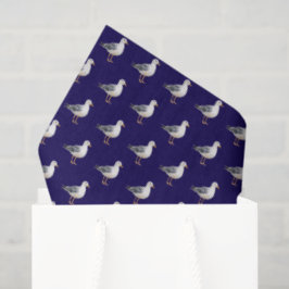 Papel De Seda Gaivota Pássaro Praia Oceano Costa Azul Aquarela