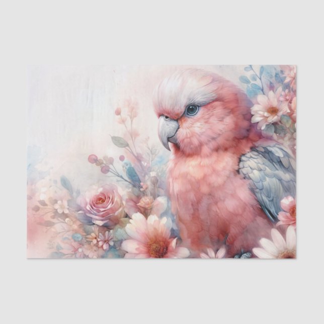 Papel De Seda Galah Cockatoo Pink Floral Art (Frente )