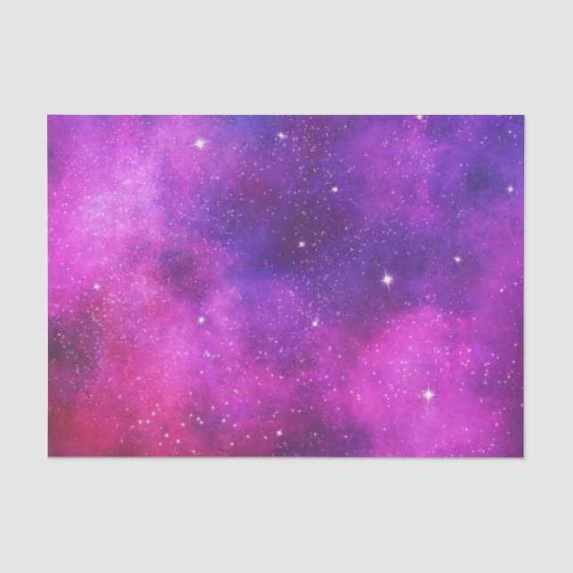 Papel De Seda Galáxia Cinza e Roxo de Espaços e Estrelas (Frente )