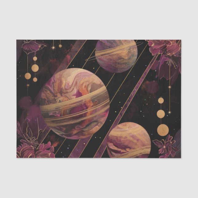 Papel De Seda Galáxia de Âmethyst Planeta Ouro Celestial (Frente )