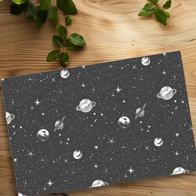 Papel De Seda Galáxia do Espaço Branco Negro Stars Nebula (Criador carregado)