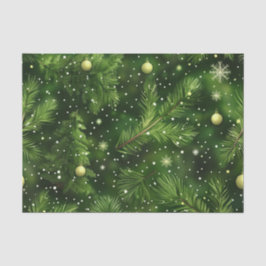 PAPEL DE SEDA GALHOS E BOLAS DE FETO VERDE DE NATAL