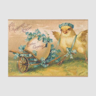 Papel De Seda Galinha-branca-Vintage com Carruagem de Ovo-Pásco