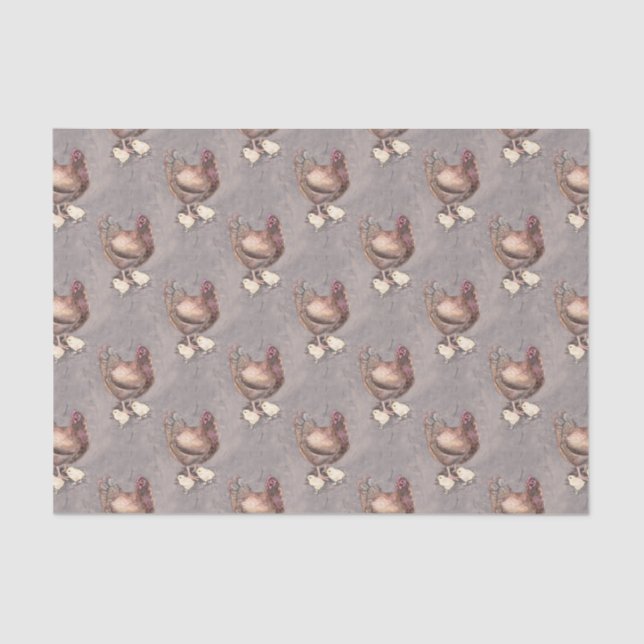 Papel De Seda Galinha da mãe e aguarela dos pintinhos (Frente )