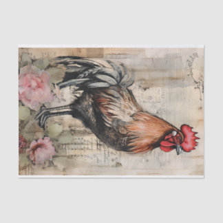 Papel De Seda Galinha Rooster Arte Vintage Decoupage Ephemera
